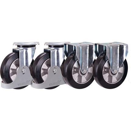 Sada 2 pevných a 2 otočných kol, pryžová, 200 x 50 mm