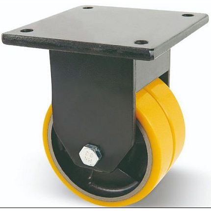 Dvojitá polyuretanová transportní kola s přírubou, pevná, kuličkové ložisko