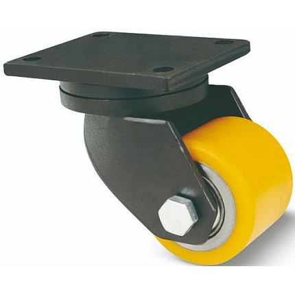 Polyuretanové transportní kolo s přírubou, průměr 85 mm, otočné, kuličkové ložisko