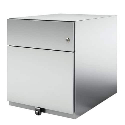 Pojízdná kovová zásuvková kartotéka, hliník, 2 zásuvky.