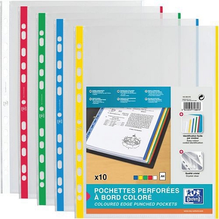 Zakládací obaly s barevným pruhem Oxford A4, mix barev, 10 ks