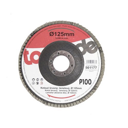 TOPTRADE kotouč brusný, lamelový, zrnitost 100, 125 x 22,2 x 2 mm