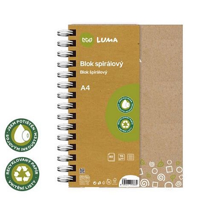 Blok kroužkový ECO LUMA, 80 listů, A4