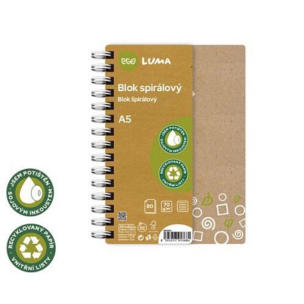 Blok kroužkový ECO LUMA, 80 listů, A5