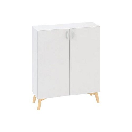 Nízká skříň Alfa Root s dvířky, 2 police, 100 x 47 x 121,5 cm, bílá