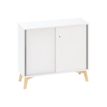 Nízká skříň Alfa Root s posuvnými dvířky, 1 police, 100 x 45 x 88,7 cm, bílá