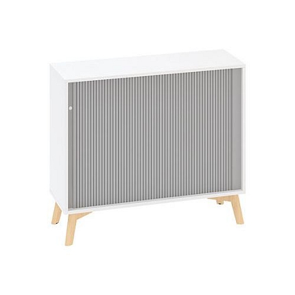 Nízká skříň Alfa Root s roletou, 1 police, 100 x 45 x 88,7 cm, bílá