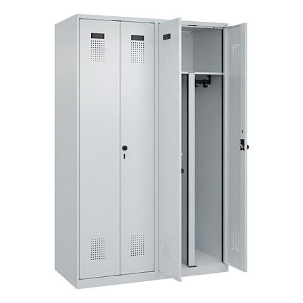 Šatní skříňka 4 oddíly, čtyřkřídlá, Evolo Plus New, šedá, otočný uzávěr