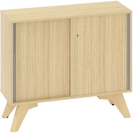 Nízká skříň Alfa Root s posuvnými dvířky, 1 police, 100 x 45 x 88,7 cm, dub