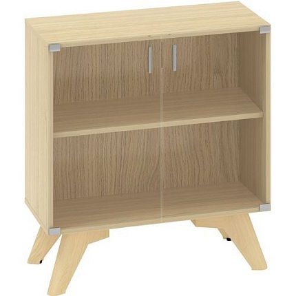 Nízká skříň Alfa Root se skleněnými dvířky, 1 police, 80 x 45,8 x 88,7 cm, dub