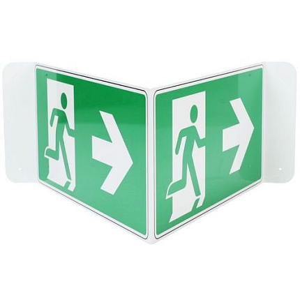 Bezpečnostní tabulka Manutan Expert, nouzový východ se šipkou vlevo ve tvaru V, hliník, 500x250 mm