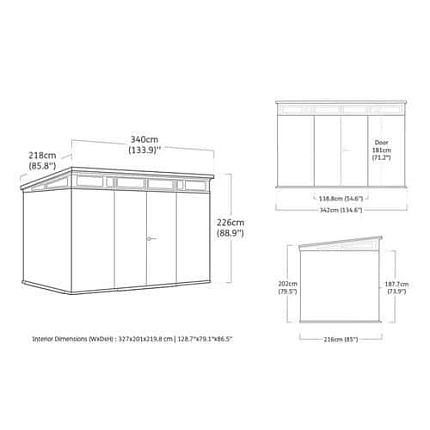 Zahradní domek Vertical 11 x 7, šedý