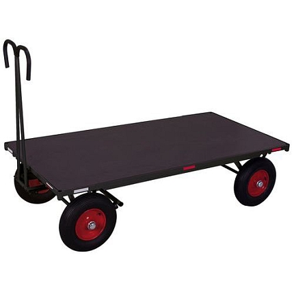 Plošinový vozík s tažným madlem, do 1 250 kg, šedý, nafukovací kola, 206,5 x 100 x 134 cm