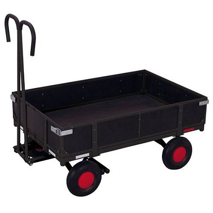 Ruční vozík s tažným madlem a plnými bočnicemi, do 700 kg, nafukovací kola, šedý, 133,5 x 83 x 120 cm