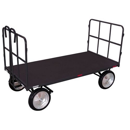 Ruční vozík s tažným madlem a 2 bočnicemi, do 1 250 kg, plná kola, šedý, 206,5 x 101,5 x 134 cm