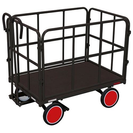 Ruční vozík s tažným madlem a 4 bočnicemi, do 700 kg, plná kola, šedý, 132 x 81,5 x 120 cm