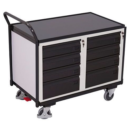 Dílenský vozík s 8 zásuvkami, 101 x 112,5 x 62,5 cm, šedý