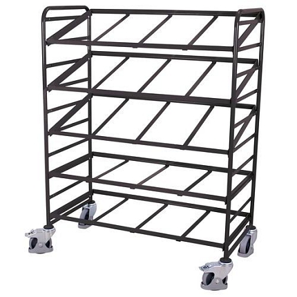 Policový vozík Euro na přepravky se šikmými policemi, 5 polic, 135 x 66,5 x 170 cm, šedý