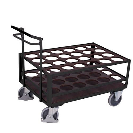 Vozík na ocelové válce s protiskluzovým povrchem a ruční brzdou, 128 x 77,5 x 109,5 cm, šedý