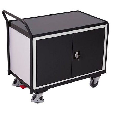 Dílenský vozík se skříňkou, do 250 kg, 112,2 x 62,5 x 101 cm, šedý