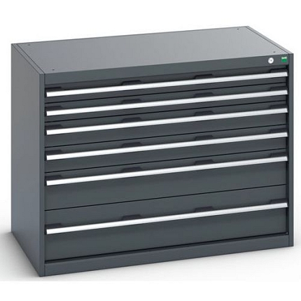 Dílenská zásuvková skříň Bott Cubio 200, 80 x 105 x 65 cm, 6 zásuvek, antracit-antracit
