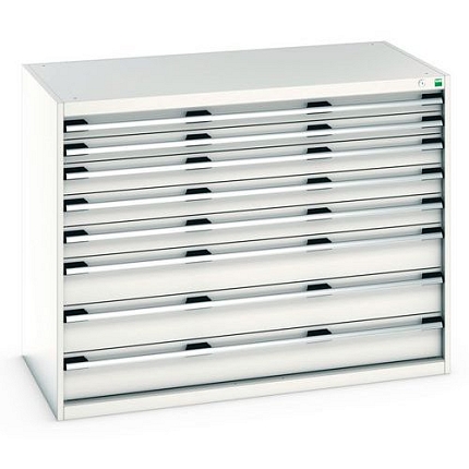 Dílenská zásuvková skříň Bott Cubio 200, 100 x 130 x 75 cm, 8 zásuvek, šedá-šedá