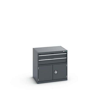 Dílenská zásuvková skříň Bott Cubio 200, 80 x 80 x 65 cm, 2 zásuvky, 1 skříňka, antracit-antracit