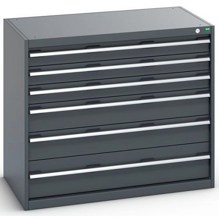 Dílenská zásuvková skříň Bott Cubio 200, 90 x 105 x 65 cm, 6 zásuvek, antracit-antracit