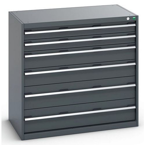 Dílenská zásuvková skříň Bott Cubio 200, 100 x 105 x 65 cm, 6 zásuvek, antracit-antracit