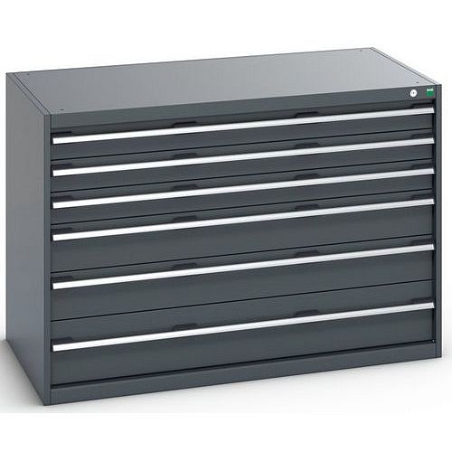 Dílenská zásuvková skříň Bott Cubio 200, 90 x 130 x 75 cm, 6 zásuvek, antracit-antracit