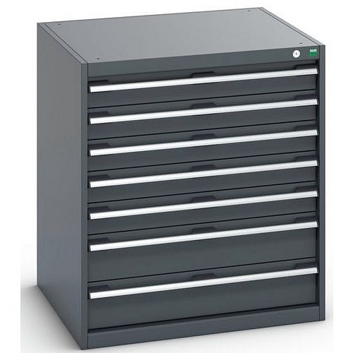 Dílenská zásuvková skříň Bott Cubio 200, 90 x 80 x 75 cm, 7 zásuvek, antracit-antracit