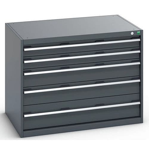 Dílenská zásuvková skříň Bott Cubio 200, 80 x 105 x 75 cm, 5 zásuvek, antracit-antracit