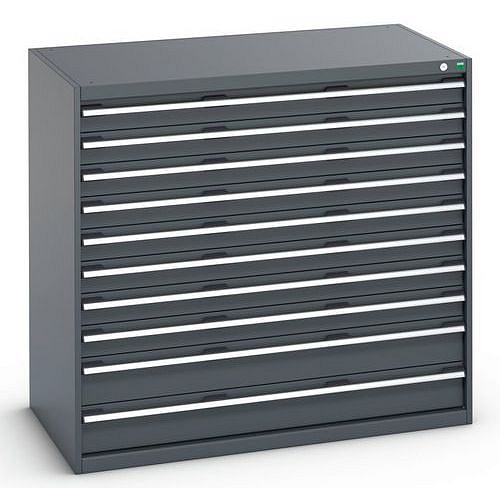 Dílenská zásuvková skříň Bott Cubio 200, 120 x 130 x 75 cm, 10 zásuvek, antracit-antracit