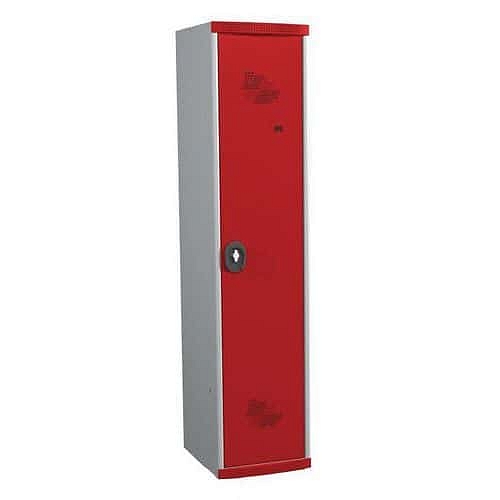 Montovaná šatní skříň s mezistěnou Acial, 1 oddíl, 300 mm, otočný uzávěr, šedá/červená