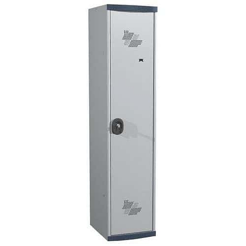 Svařovaná šatní skříň s mezistěnou Acial, 1 oddíl, 400 mm, cylindrický zámek, šedá/šedá