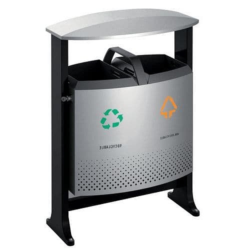 Venkovní koš na tříděný odpad 2 x 39 l šedý