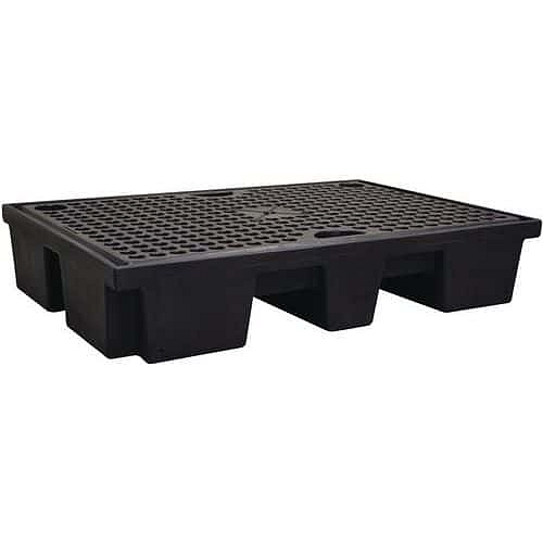 Plastová záchytná vana z recyklovaného PE - Manutan Expert, kapacita 120 l, polyethylenový rošt