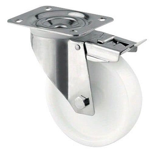 Nylonové otočné kolo s brzdnou,  nosnost: 200 kg, celková výška: 108 mm