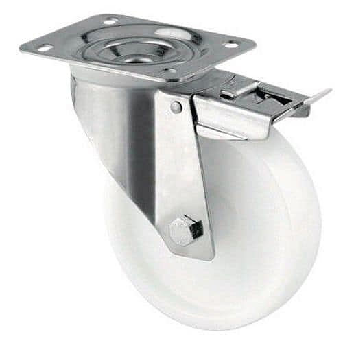 Nylonové otočné kolo s brzdnou,  nosnost: 400 kg, celková výška: 200 mm