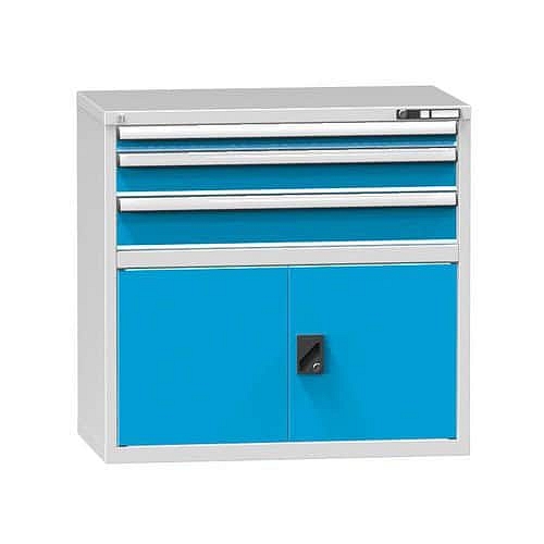 Zásuvková skříň ZC2, 1037 x 600 x 990 mm, šedá-modrá