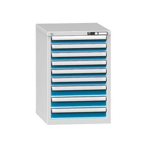 Zásuvková skříň ZE9, 578 x 753 x 840 mm, šedá-modrá