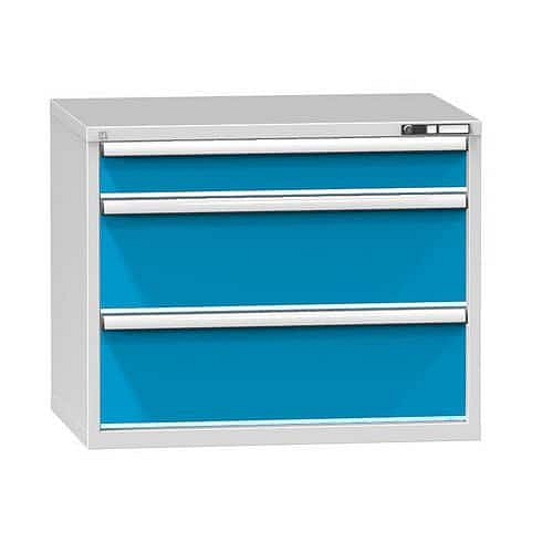 Dílenská zásuvková skříň ZG, 3 zásuvky, 840 x 1037 x 753 mm, šedá/modrá