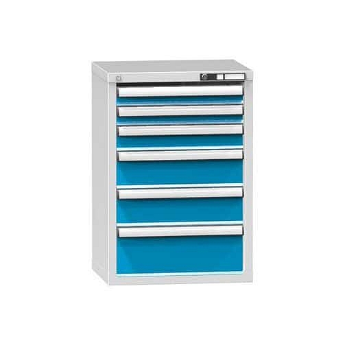 Zásuvková skříň ZN7, 578 x 464 x 840 mm, šedá-modrá