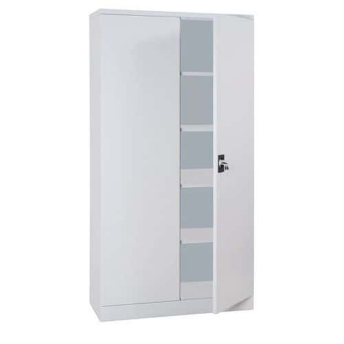 Vysoká kovová spisová skříň Manutan Expert Steel, 195 x 120 x 42,3 cm, šedá/šedá