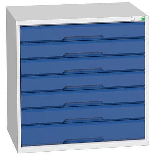 Dílenská zásuvková skříň Bott Verso, 80 x 80 x 55 cm, 7 zásuvek, šedá-modrá