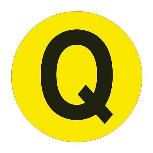 Kulatá samolepicí značka na zem, písmeno Q
