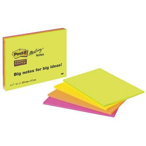 Samolepící bločky Post-it® - velikost 203 mm, sada 4 kusy, počet listu v bloku 45