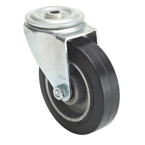 Gumové transportní kolo se středovým otvorem, průměr 125 mm, otočné, kuličková ložiska