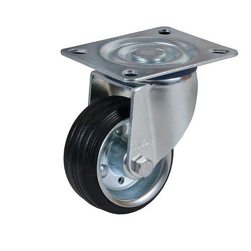 Gumové transportní kolo s přírubou, průměr 80 mm, otočné, válečková ložiska