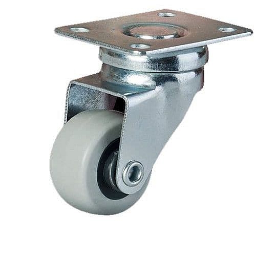 Gumové termoplastické transportní kolo s přírubou, průměr 40 mm, otočné, kluzná ložiska